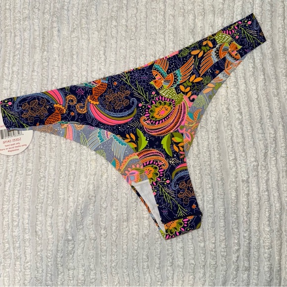 Splendies 1X Thong | Colorful Birds & Florals Print | New with Tags - Picture 2 of 6